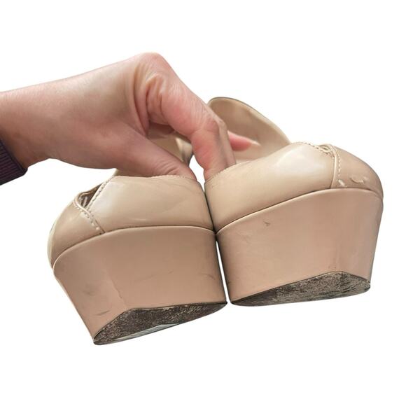 Sergio Rossi EUR 40.5 US 10.5 Peep Toe Stiletto Heels Nude Beige Platform - Picture 8 of 16